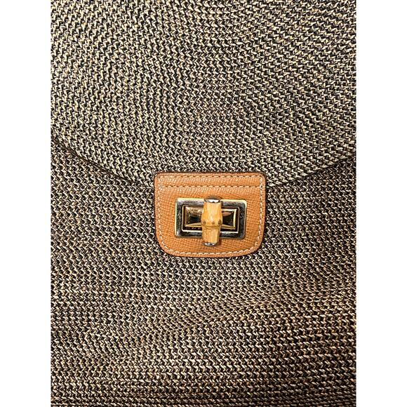 Eric Javits New York Woven Straw Shoulder Handbag with Bamboo Detail Tan - Picture 10 of 10